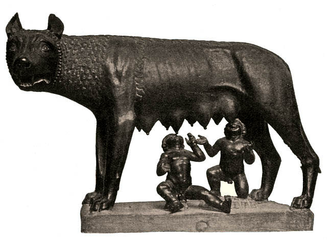 Capitoline wolf suckles Romulus and Remus